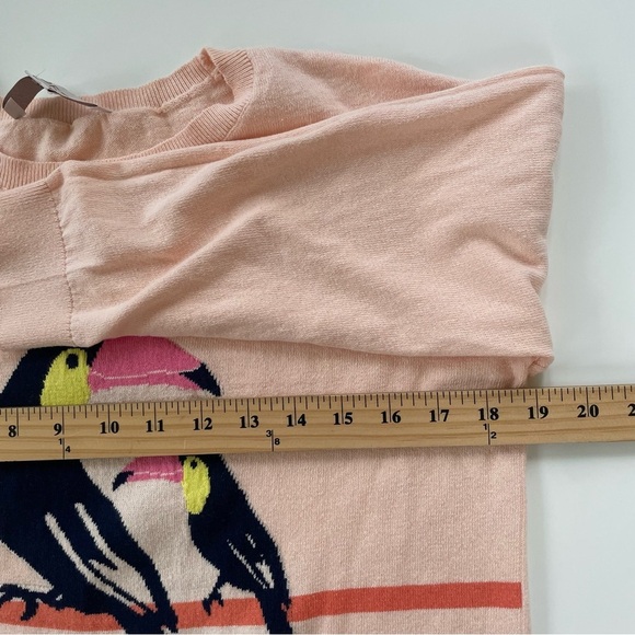 LOFT Women's Peach Orange Parrot Macaw Tropical Long Sleeve Sweater Size Small - Picture 6 of 7